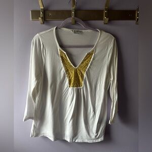 Boden White Floral Top Size 10